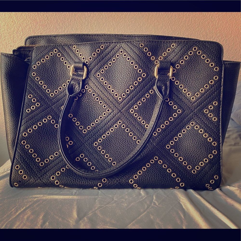 Black Gold Studded Leather Tote